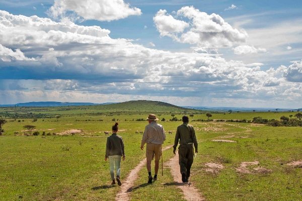 Guided walking safari crossing open plains under a big sky