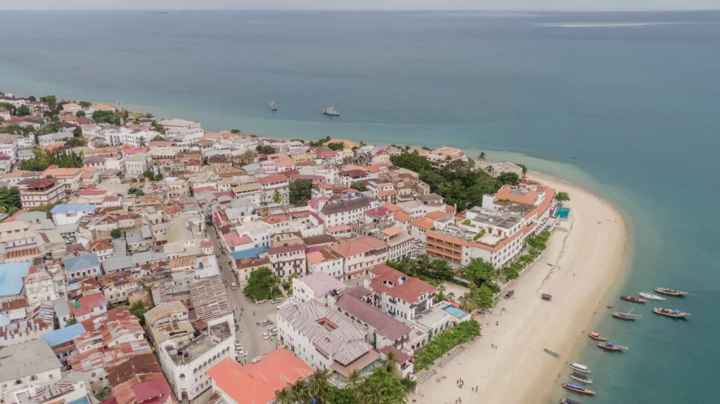 Zanzibar coastline aerial view